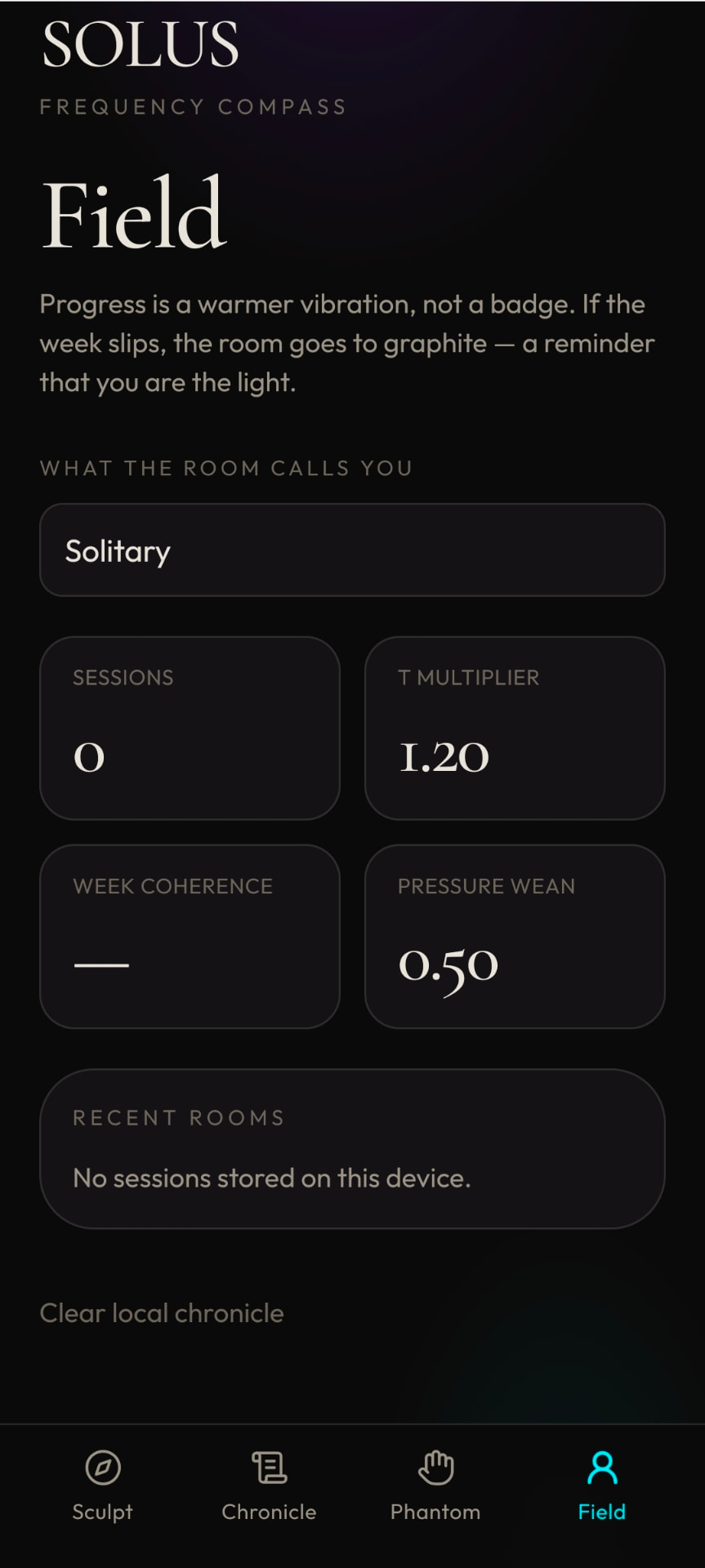 Field: sessions, coherence and what the room calls you.