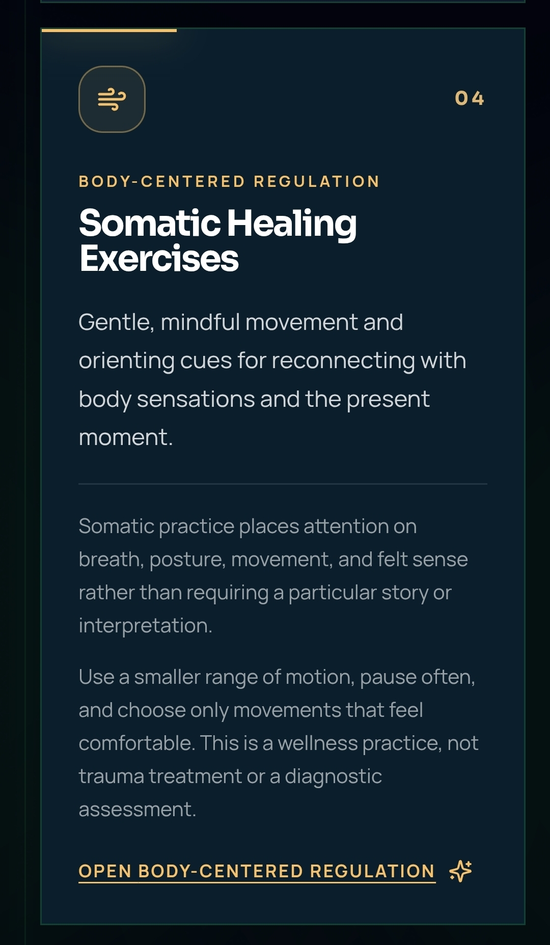 04 Somatic Healing — gentle movement and orienting cues for the body.