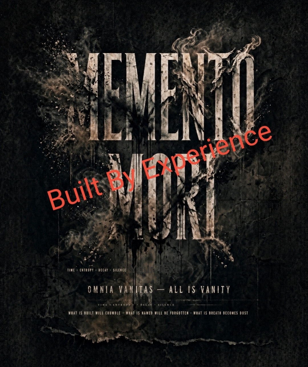 Time · Entropy · Decay · Silence — weathered typographic edition.