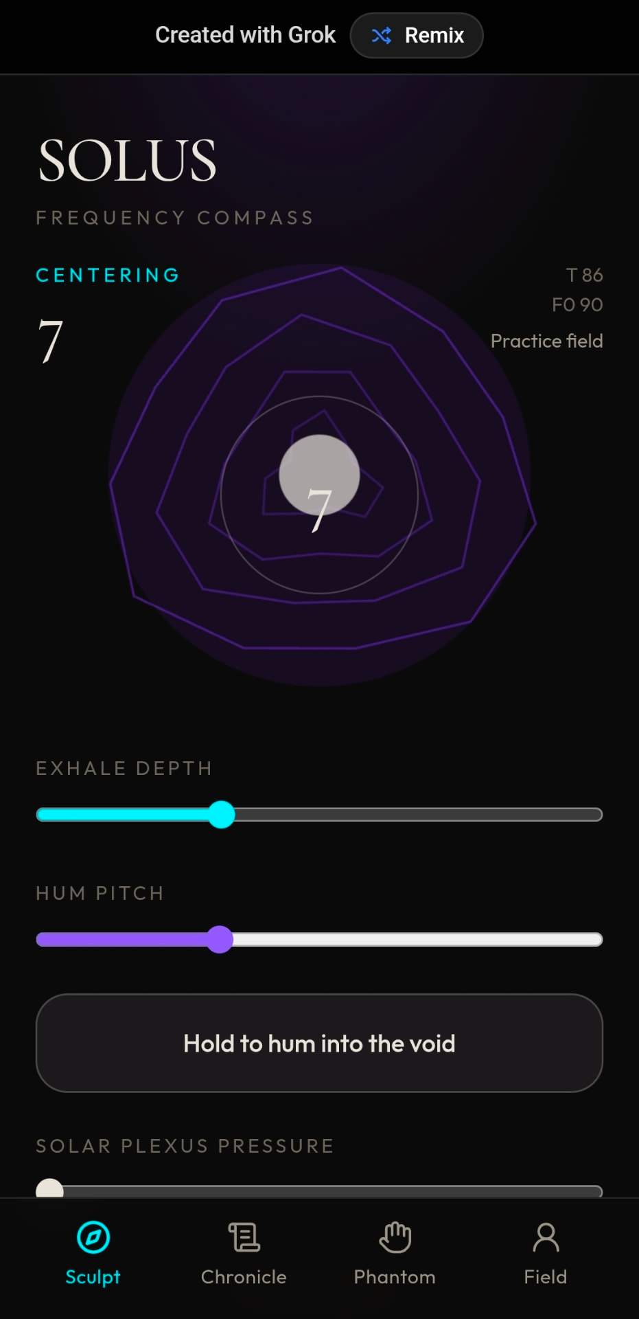 Sculpt: exhale depth, hum pitch and the room that answers your voice.