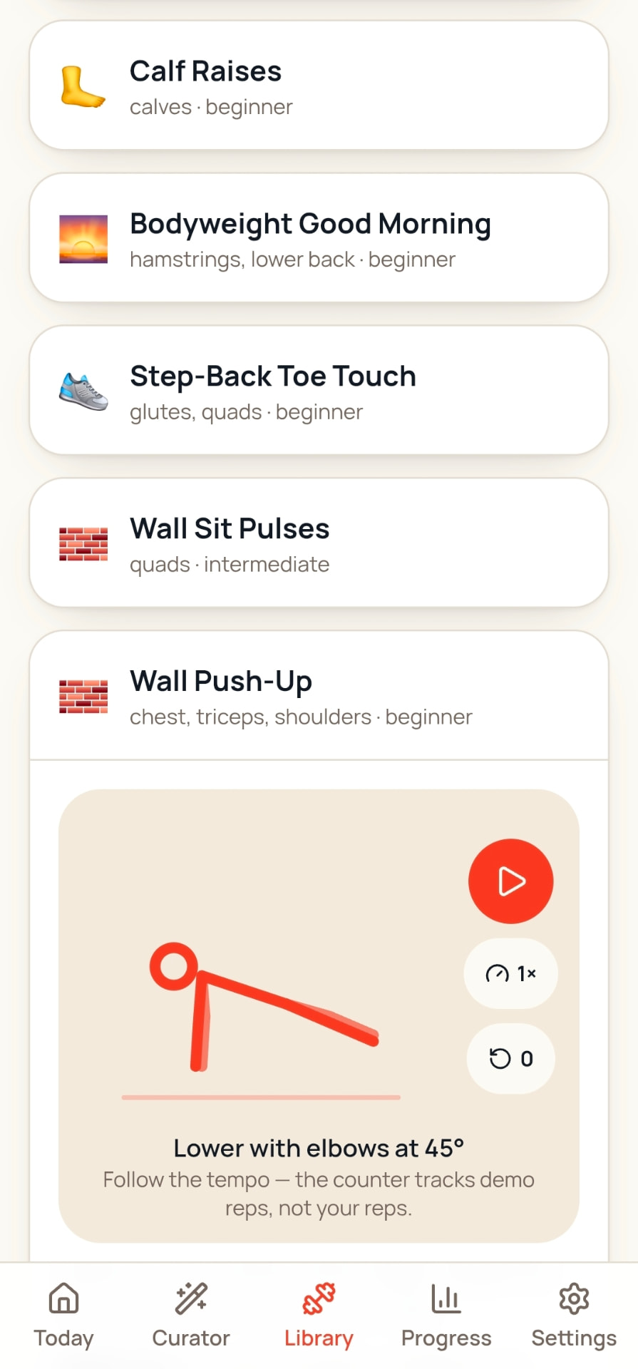 Easier and harder options for every movement.