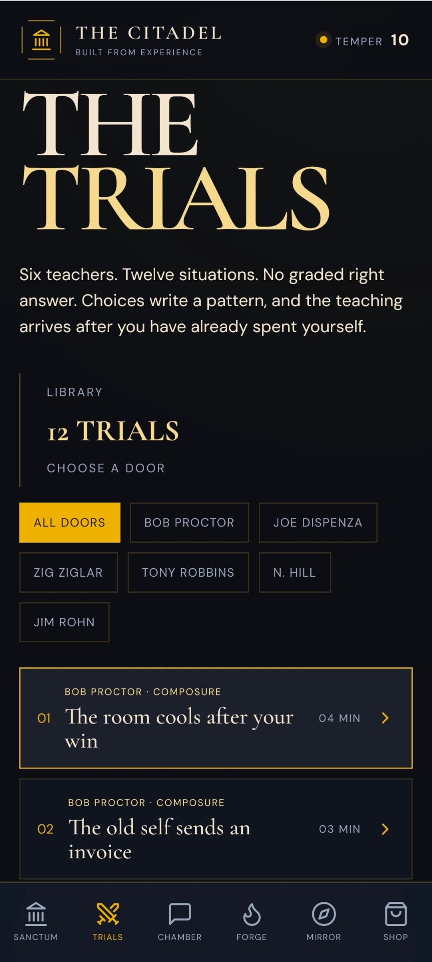 Twelve trials behind six teachers' doors.