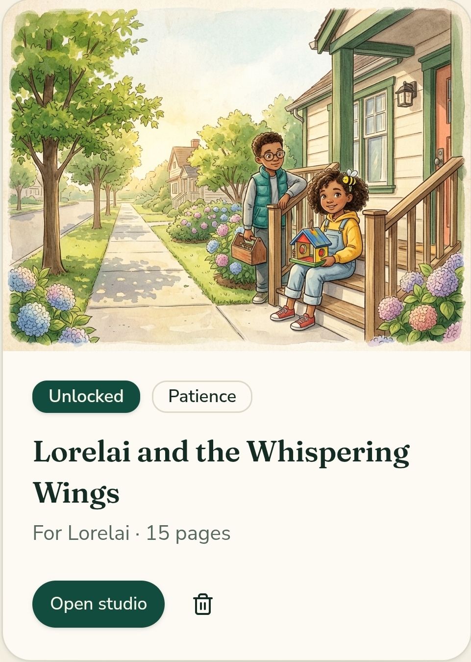 An illustrated storybook page from EQ Storybook Studio