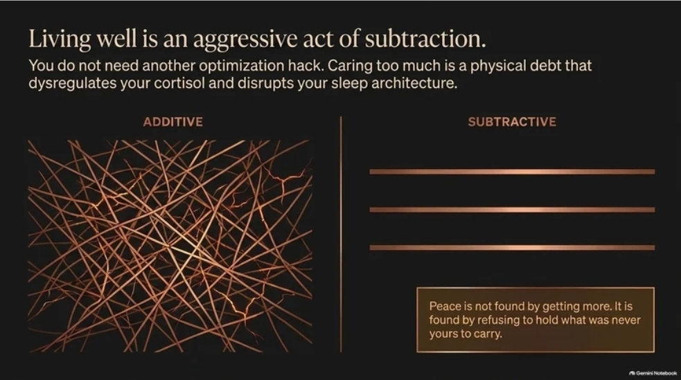 Living well is an aggressive act of subtraction.