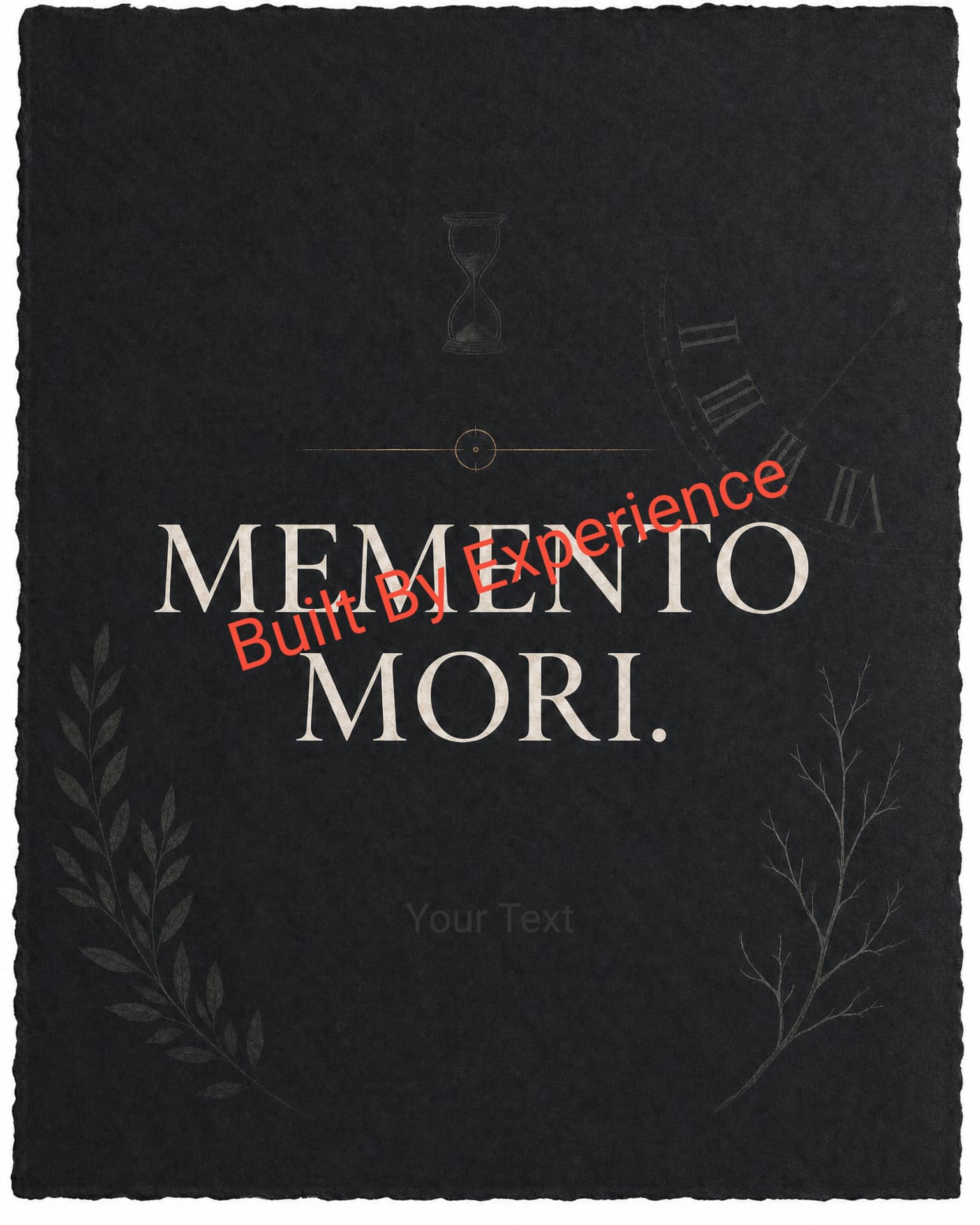 Memento Mori — deckled black edition on textured hand-made paper.