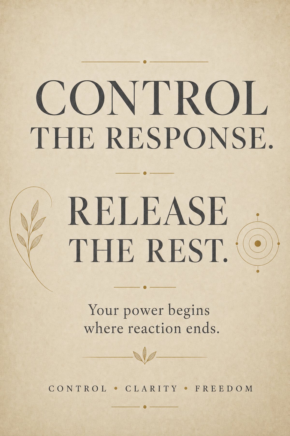 Control The Response, Release The Rest.